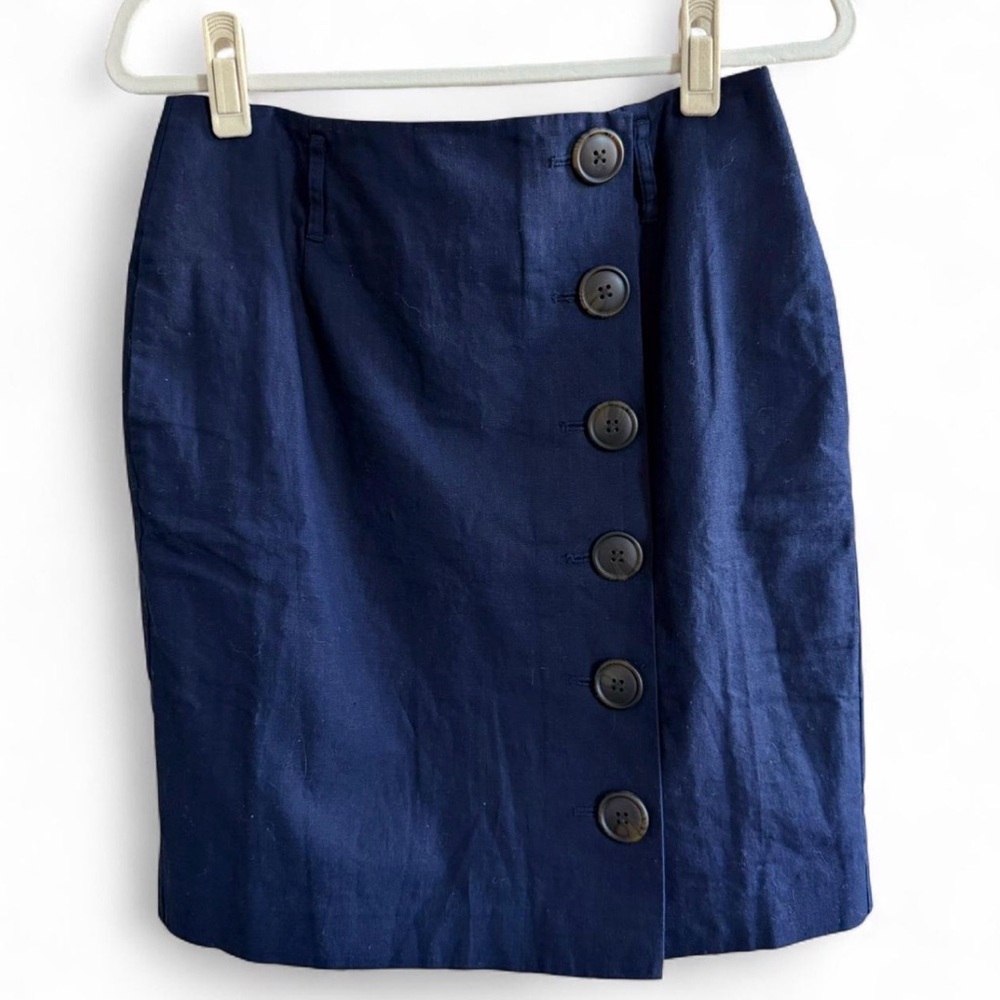 Boden Linen Blend Button Down Skirt, Navy (US 6P)
